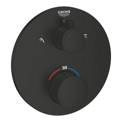 Grohe Grohtherm bateria termostatyczna do dwóch ujść wody, kolor czarny mat (matte black) 1022082430