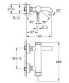 Grohe Essence bateria wannowa ścienna, kolor złoty szczotkowany (brushed warm sunset) 25250DL1 rysunek techniczny