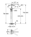 Grohe Essence bateria wannowa wolnostojąca, kolor złoty (warm sunset) 25248DA1 rysunek techniczny