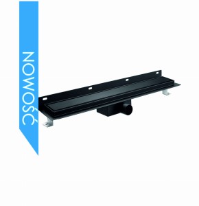 Wana odpływ liniowy przyścienny 90cm, ruszt 2w1 czarny mat / do wypełnienia płytką PT11/WS-T-BLACK-90