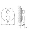 Grohe Atrio bateria prysznicowa termostatyczna do 2 ujść wody, kolor złoty (warm sunset) 24358DA0 rysunek techniczny
