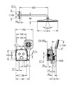 Grohe Grohtherm SmartControl zestaw prysznicowy termostatyczny podtynkowy deszczownica 310mm, kolor czarny mat (phantom black) 34865KF0 rysunek techniczny
