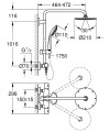 Grohe Euphoria System 210 zestaw natryskowy z termostatem, montaż natynkowy kolor chrom 26363000 rysunek techniczny