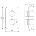 Deante bateria prysznicowa termostatyczna element zewnętrzny, kolor grafit szczotkowany (titanium)  BXY_DEBT rysunek techniczny