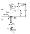 Grohe Essence bateria umywalkowa nablatowa XL, kolor grafit (hard graphite) 32901A01 rysunek techniczny