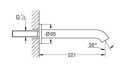 Grohe Essence wylewka wannowa długość 221mm, kolor grafit (hard graphite) 13449A01 rysunek techniczny