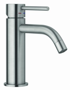 Paffoni Light bateria umywalkowa z korkiem klik-klak, kolor stal szczotkowana LIG071KST 