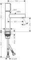 Hansgrohe Axor Uno bateria umywalkowa z korkiem, kolor czarny chrom szczotkowany 45012340 rysunek techniczny
