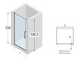 Novellini Young 2.0 1B - Drzwi prysznicowe do wnęki jednoskrzydłowe 77x200 cm Y21B77-4K rysunek techniczny