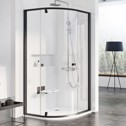 Ravak Pivot kabina prysznicowa półokrągła 80x80cm (PSKK3), kolor czarny-mat 37644300Z1