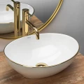 Rea Sofia Gold Edge umywalka nablatowa owalna 41 cm,  kolor biały REA-U3287