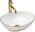 Rea Sofia Gold Edge umywalka nablatowa owalna 41 cm,  kolor biały REA-U3287