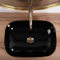 Rea Belinda Black Gold Brush umywalka nablatowa 46,5x33 cm, kolor czarny/złoty REA-U8780