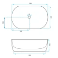 Rea Amelia Mini umywalka nablatowa 38x26cm, kolor biały REA-U3322 rysunek techniczny