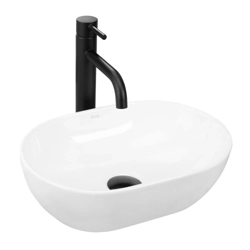 Rea Amelia Mini umywalka nablatowa 38x26cm, kolor biały REA-U3322