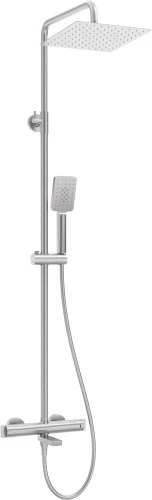 Deante Cascada zestaw prysznicowy termostatyczny z wylewką wannową, kolor stal szczotkowana NAC_F1HT