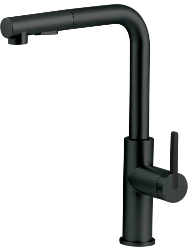 Deante Momi bateria kuchenna z wyciąganą wylewką, kolor czarny mat (Nero) BKM_N73M