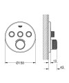 Grohe Grohtherm Smartcontrol podtynkowa bateria termostatyczna do obsługi trzech wyjść wody, kolor czarny mat (phantom black) 29508KF0 rysunek techniczny