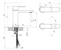 Ravak Chrome II bateria umywalkowa stojąca (CR II 014.20BL), kolor czarny-mat X070458 rysunek techniczny