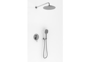 Kohlman Axel Gray zestaw prysznicowy podtynkowy deszczownica 25cm kolor grafit szczotkowany QW210AGR25 