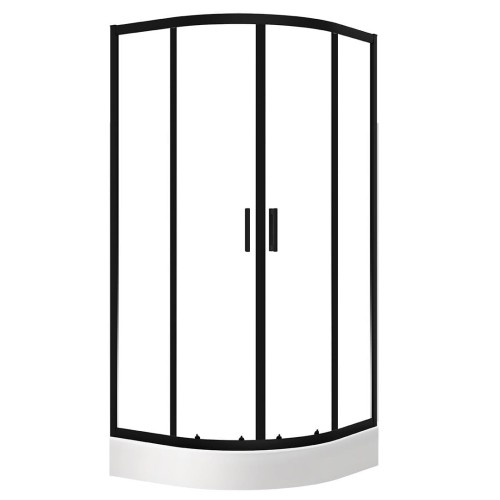 Zestaw  Kabina z brodzikiem Laveo Desna 90x90x185cm profile czarny mat  JKDD796Z