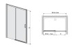 Sanplast Free Zone drzwi wnękowe przesuwne 160 cm lewe profile chrom, szkło przeźroczyste 600-271-3230-38-401 rysunek techniczny