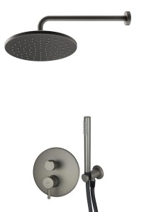 Paffoni Light zestaw prysznicowy podtynkowy z deszczownicą 22,5 cm, kolor grafit LIG018ZSC2A.MG