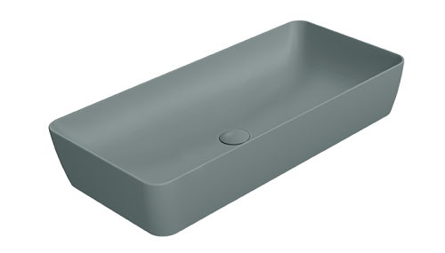 GSI Ceramica Nubes umywalka nablatowa prostokątna 80x40cm, kolor zielony- mat (agave opaco) 904004