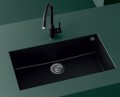 Czarny zlewozmywak podwieszany na równi z blatem Elleci  quadra 130
