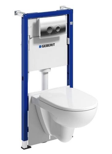 Zestaw stelażowy Geberit Duofix Basic + miska WC z deską Selnova Rimfree 53cm 118.339.21.2