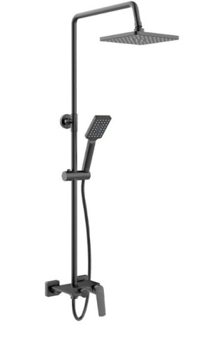 Valvex Soho kolumna natryskowa natynkowa z deszczownica 23x23 i wylewką wannową kolor czarny mat 2417390