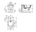 Ideal Standard Connect Air bidet wiszący 54x36cm, kolor biały E233501 rysunek techniczny