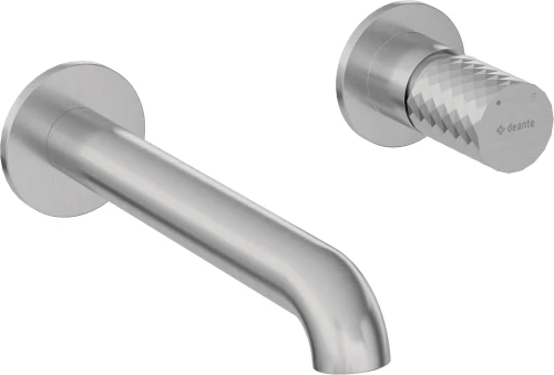 Deante Design Studio Silia Hexa bateria umywalkowa podtynkowa z ozdobnym mieszaczem, kolor stal szczotkowana BHS_F54L