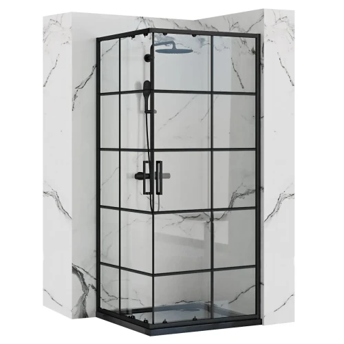Rea Concept Black kabina prysznicowa kwadratowa 90x90 cm, szprosy czarny mat REA-K5478