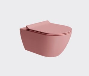 GSI Ceramica Pura zestaw miska wisząca WC 36x55 cm z deską wolnoopadającą(z mocowaniami FISR2), bez rantu kolor różowy mat (blush opaco) 881524+MS86CSN24+FISR2