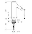 Hansgrohe Axor Starck Bateria umywalkowa jednootworowa bezdotykowa, kolor chrom 10105800  rysunek techniczny