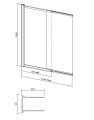Cersanit Larga parawan nawannowy 140x115cm dwuskrzydłowy przesuwny szkło transparentne, kolor złoty mat S164-071