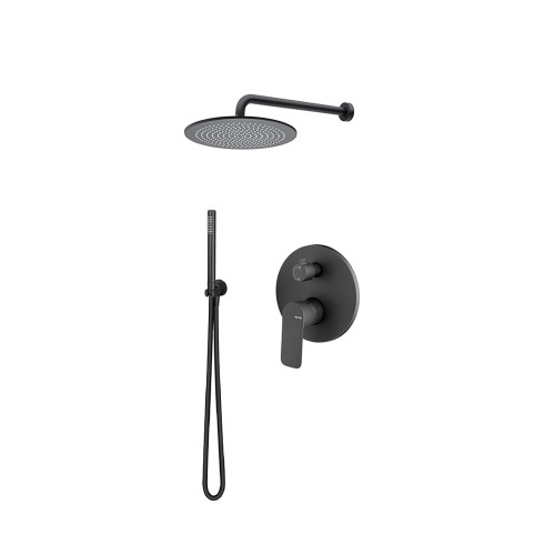 Vema Rubinetterie SLATE zestaw natryskowy z deszczownicą, czarny mat SLAZES30/CZAR