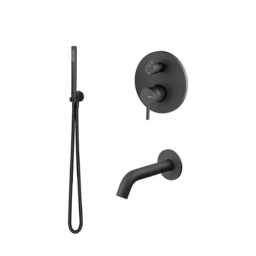 Vema Rubinetterie Maira bateria wannowa podtynkowa z zestawe natryskowym i wylewką, kolor czarny-mat MAIWYL17/CZAR