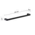 Gedy Pirenei wieszak 60 cm na ręcznik, kolor czarny mat PI21/60/CZAR wymiary
