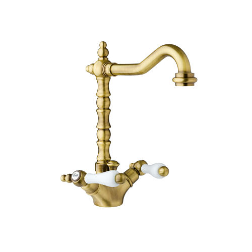 Giulini Giovanni Praga Bateria umywalkowa z korkiem automatycznym stare złoto (bronzo), 7556BR/S
