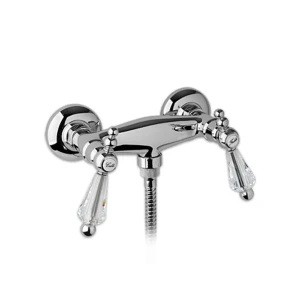 Giulini Giovanni Praga Bateria natryskowa ścienna chrom, uchwyt czarny 7507/S.CZ