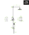 Laveo Tores zestaw prysznicowy podtynkowy z deszczownicą, kolor chrom BVT 001P rysunek techniczny