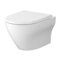 Cersanit Larga Pro Oval miska wisząca bez rantu z deską wolnoopadającą Slim, spłukiwanie wirowe Vortex kolor biały S701-885