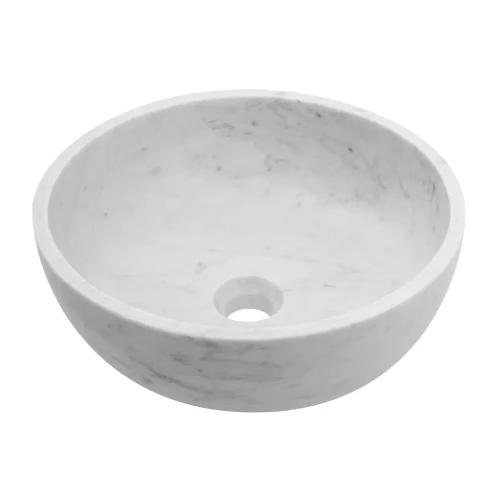 AD Naturalnie Apo umywalka kamienna 38 cm, stawiana na blacie kolor biały KUN-006BI