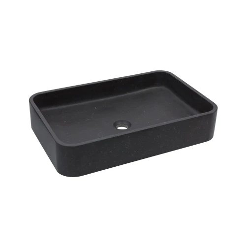 AD Naturalnie Etna Mini umywalka kamienna 45 cm, stawiana na blacie kolor czarny KUN-004CZ-M