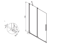 Deante Prizma Ścianka prysznicowa walk-in z ścianką przesuwną 120 cm, profil złoty szczotkowany KTJ_R32R  rysunek techniczny
