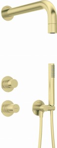 Deante Silia Hexa zestaw prysznicowy podtynkowy z deszczownicą, kolor złoty szczotkowany NHS_R9XK