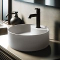 Deante Silia umywalka nablatowa 36 cm granitowa z otworem na baterię, kolor alabaster (biały) CQS_AU4B  aranżacja