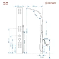 Corsan Alto panel prysznicowy z hydromasażem, kolor czarny A017MBL rysunek techniczny